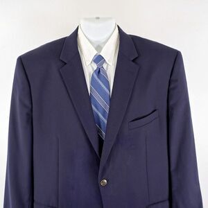 Joseph & Feiss Gold Wool Blue 2 Button Blazer 46L‎ Or Slim 48L
